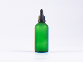 Grünglasflasche 100ml, mit Pipette OV schwarz